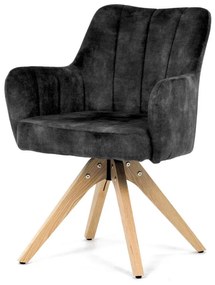 Židle jídelní otoční HC-D7188 BK4, taštičkové pružiny v sedáku, černá látka, masiv