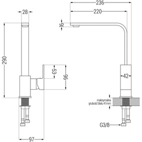 Mexen Matias, granitový drez 900x505x200 mm, 1,5-komorový a biela batéria Rita, biela, 6502-20-670300-20