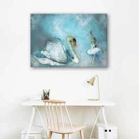 Obraz na plátně Swan Ballerina tyrkysová - 100x70 cm