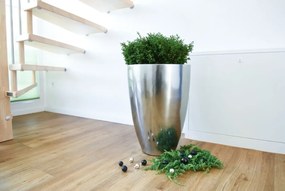 Luxusný kvetináč OPALA, sklolaminát, výška 55 cm, strieborná metalíza