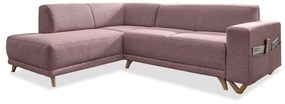 Ružová rozkladacia/s úložným priestorom rohová pohovka (ľavý roh/do L) Classy Sophie – Miuform