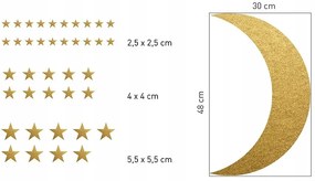 Samolepky na stenu zlatý mesiac s hviezdami 39 ks