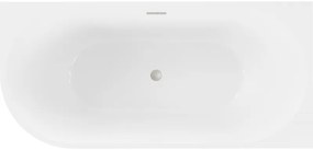 Mexen Mia, voľne stojaca rohová vaňa, pravá, 160 x 75 cm, biela, brúsená oceľ prepad, 52691607500P-97