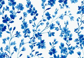 Fototapeta - Modré maľované kvety (147x102 cm)