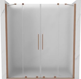 Mexen Velar Duo, posuvné sprchové dvere do otvoru 180 cm, 8mm sklo námraza, medená matná, 871-180-000-32-65