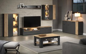 Komoda so zásuvkou Esteban 150 cm, antracit/dub evoke