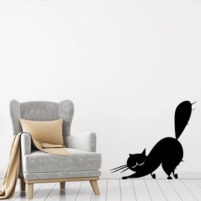 Veselá Stena Samolepka na stenu na stenu Naježená mačka Farba: černá
