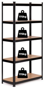 ModernHome Kovový úložný regál 180x90x40 cm - 5 políc, 875 kg ModernHome