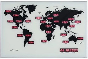 Nástenné hodiny NeXtime World Time Digit 55 x 36 cm