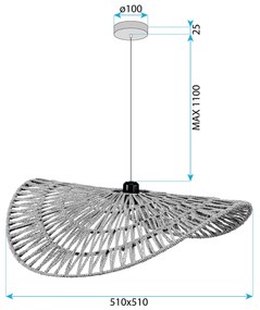 Toolight Toolight, závesné stropné svietidlo 50cm, 1xE27, APP1739-1CP, hnedá-čierna, OSW-06062