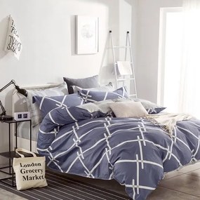 Obojstranné sivo modré bavlnené posteľné obliečky