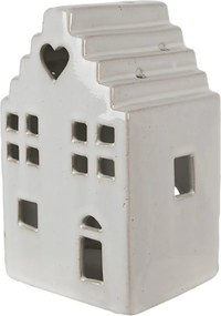 Béžový porcelánový domček svietnik na čajovú sviečku Christmas House L - 10*9*17 cm