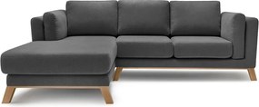 Tmavosivá trojmiestna pohovka s leňoškou Bobochic Paris Seattle, ľavý roh