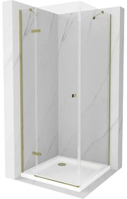 Mexen Roma sprchová kabína, kyvné dvere 80 x 80 cm, transparentnéné, zlatá + závesný bidet Flat - 854-080-080-50-00-4010
