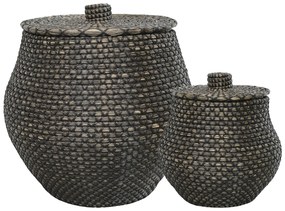 Set 2 ks pletený kôš z morskej trávy s vekom Fuiton - Ø 39*49/ Ø 30*34 cm