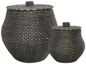Set 2 ks pletený kôš z morskej trávy s vekom Fuiton - Ø 39*49/ Ø 30*34 cm