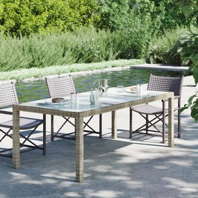 vidaXL Záhradný stôl sivý 190x90x75 cm tvrdené sklo a polyratan