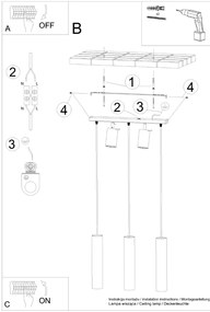 Závesné svietidlo Ring 3, 5x biele kovové tienidlo