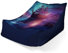 Sablio Sedací vak Lounge Magická plachetnica pod mesiacom - 80 x 95 x 50 cm