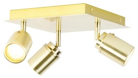 Moderné kúpeľňové bodové svetlo mosadzné štvorcové 3-svetlo IP44 - Ducha