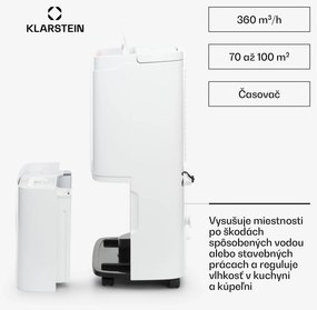 Klarstein DryFy Connect 50 Smart, Odvlhčovač vzduchu, WiFi, Kompresný, 50l / d, 45-55m², Biela