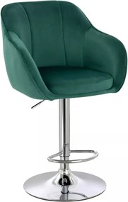 LuxuryForm DESIGN Barová stolička AVOLA VELUR na striebornom tanieri - zelená