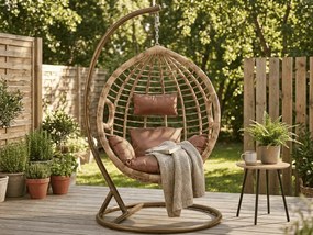 Tmavohnedé závesné kreslo BORNEO so stojanom