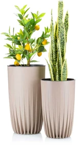 PLASTOVÝ KVETINÁČ STRIPPED ECO 51X30 CM BÉŽOVÁ