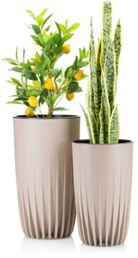 PLASTOVÝ KVETINÁČ STRIPPED ECO 51X30 CM BÉŽOVÁ
