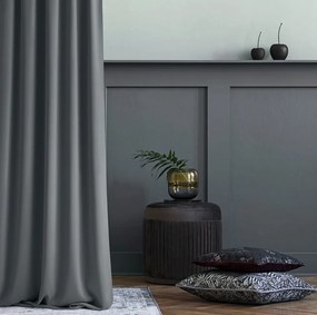 Sivý záves Aura so zavesením na strieborné kruhy 140 x 300 cm