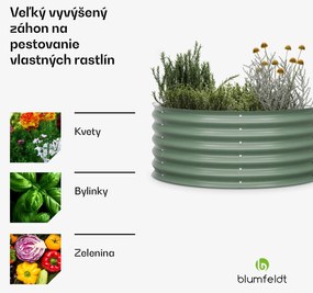 Blumfeldt High Grow Half Circle, polkruhový vyvýšený záhon, 105x43x60 cm, z vlnitého oceľového plechu, jednoduchá montáž, odolný voči hrdzi a mrazu