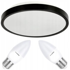 BERGE Stropné LED svietidlo LARI-R BLACK - 2xE27 IP20 + 2x E27 10W sviečka - studená biela