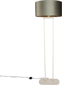 Stojacia lampa béžová so zeleným oválnym tienidlom a zlatým interiérom 50 cm - Thijmen
