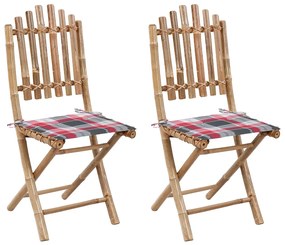 Skladacie záhradné stoličky s podložkami 2 ks bambus 3064000