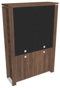 Vysoká skriňa Verno+ 140 x 46 x 210 cm, kombinované dvere, orech / čierna