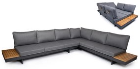 Multifunkčný hliníkový nábytok MARCO bez stola s tmavými poduškami