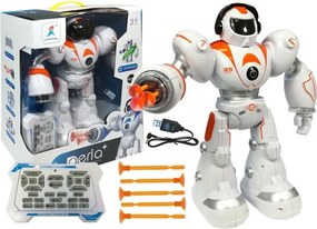 LEAN Toys Diaľkovo ovládaný robot R/C strieľajúci guľôčky, oranžový