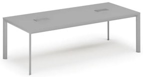 Stôl INVITATION 2400 x 1200 x 740, sivá + 2x stolná zásuvka TYP III, strieborná