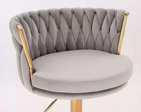 LuxuryForm DESIGN Stolička LYON VELUR na zlatej podstave s kolieskami - svetlo šedá
