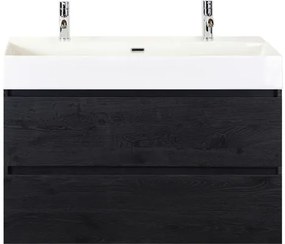 Kúpeľňový nábytkový set Sanox Maxx XL farba čela black oak ŠxVxH 101 x 170 x 45,5 cm s keramickým dvojitým umývadlom