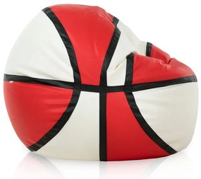 Sedací vak Basketbal ekokoža, krémový / červený