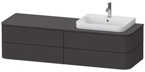 DURAVIT Happy D.2 Plus závesná skrinka pod umývadlo pod dosku (umývadlo vpravo), 4 zásuvky, 1600 x 550 x 408 mm, grafit super matná, HP4963R8080