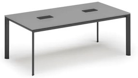 Stôl INVITATION 2000 x 1000 x 740, sivá + 2x stolná zásuvka TYP IV, čierna