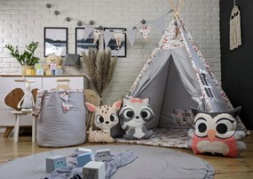 Detský kôš na hračky ANIMALS - LES - šedý