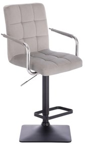 LuxuryForm Barová stolička VERONA VELUR na čierne základni - svetlo šedá