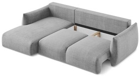 Svetlosivá rozkladacia rohová pohovka (ľavý roh/s leňoškou) Leila – Makamii