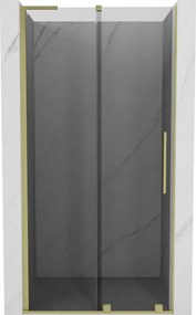 Mexen Velar L, posuvné sprchové dvere do otvoru 100 cm, 8mm šedé sklo, zlatá matná, 871-100-003-41-55