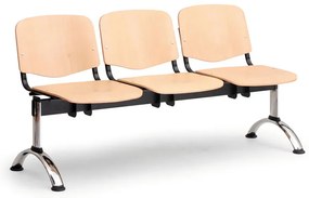 Drevená lavica ISO II, 3-sedadlo - chrómované nohy, buk