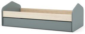 Detská posteľ v dekore borovice s výsuvným lôžkom s úložným priestorom s roštom 90x200 cm v prírodnej farbe/sivozelená Estefania – Marckeric