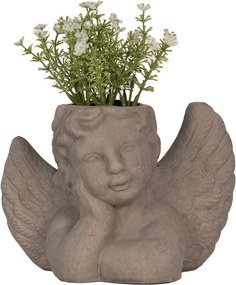 Šedý antik cementový kvetináč Anjel - 23*13*17cm